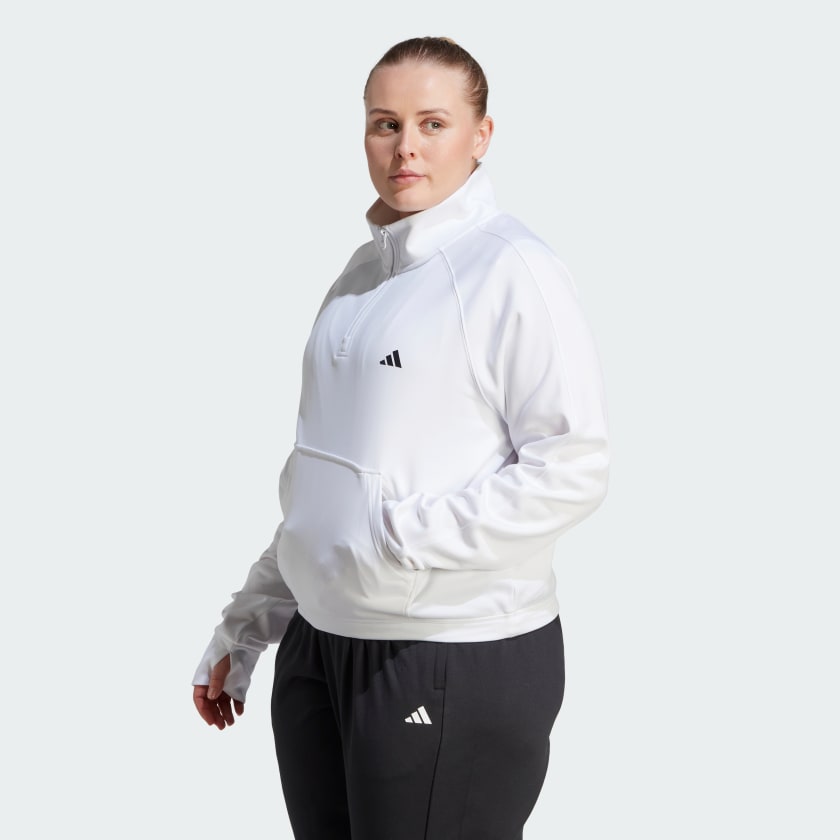 adidas Aeroready Game & Go Quarter-Zip Fleece Top (Plus Size) - White |  adidas Canada