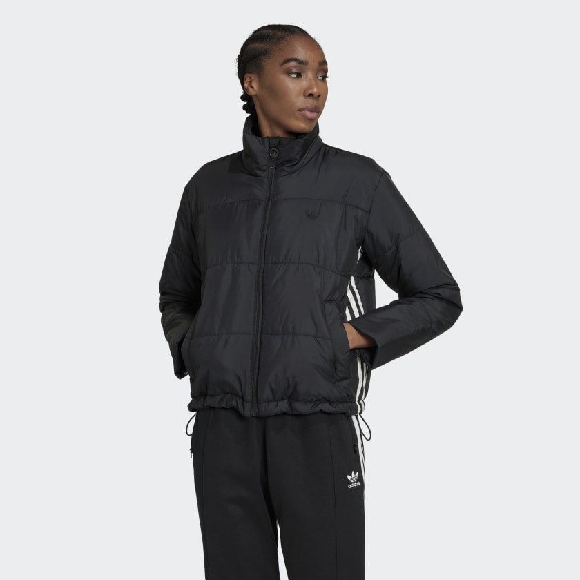 Chamarra adidas negra con blanco sale