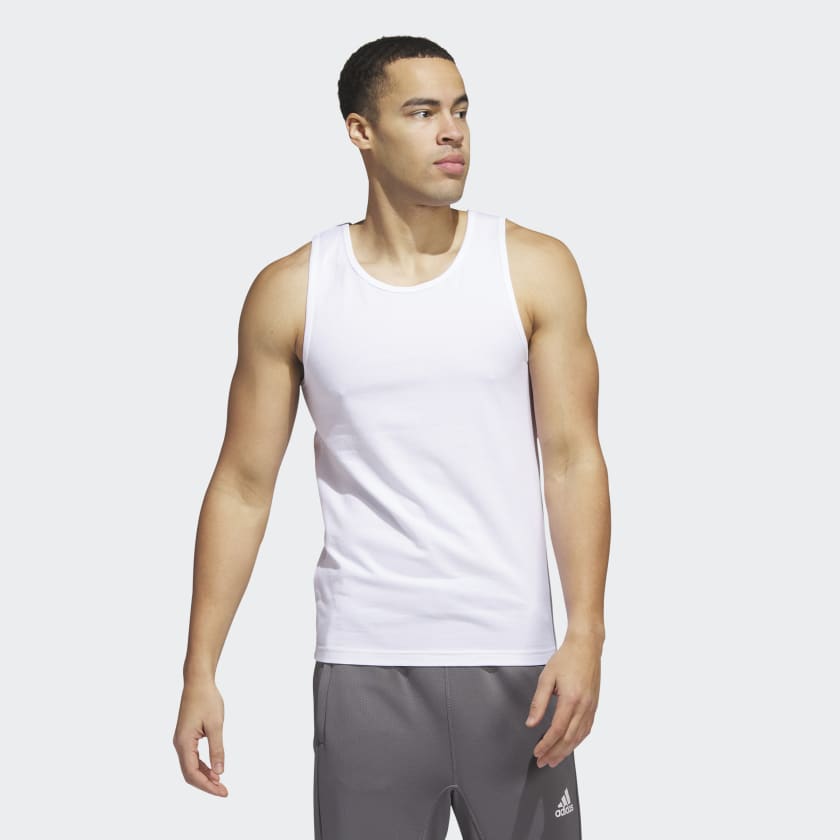 adidas Stretch Cotton Ribbed Tank Top 2-Pack - White