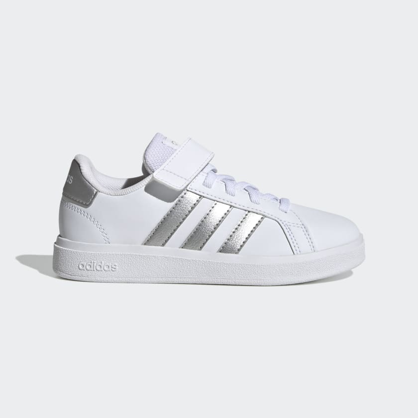 👟 adidas Grand Court Court Elastic and Top Strap Shoes - White Kids' Lifestyle | adidas US 👟