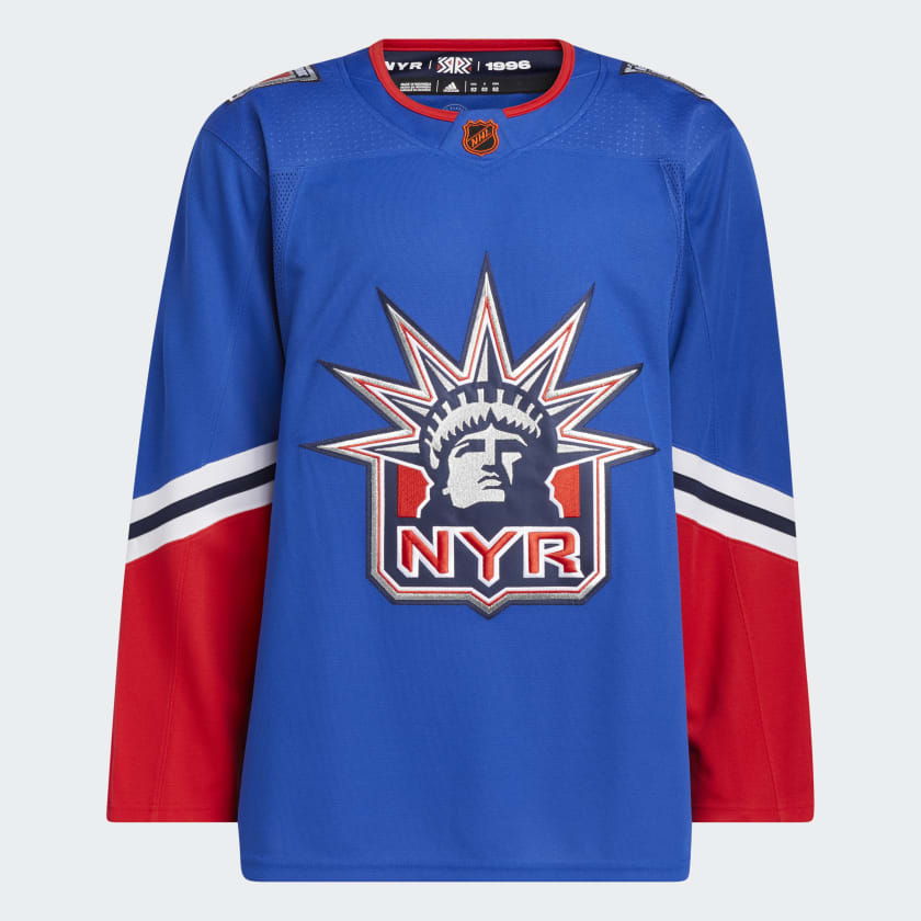 adidas Men s Rangers Authentic Reverse Retro Wordmark Hockey Jersey Blue Free Shipping with adiClub adidas Canada