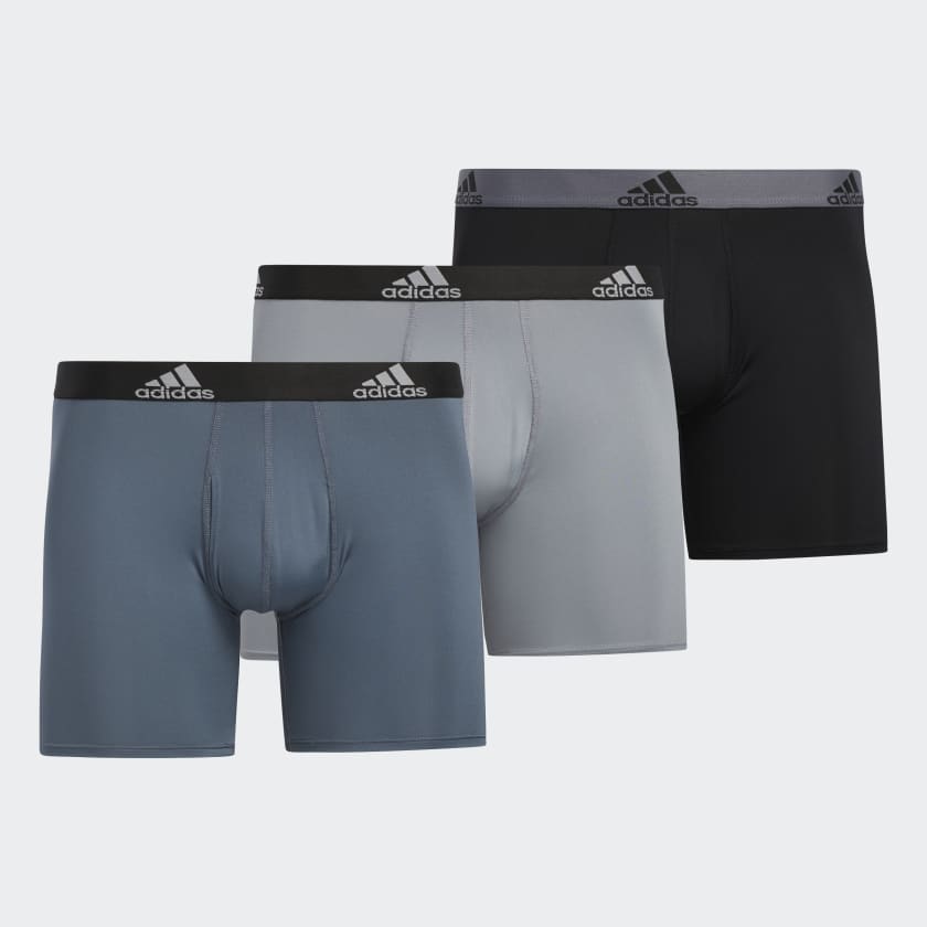 Men's Adidas 3-Pack Boxer Brief Underwear XXL Performance Quick Dry Multi