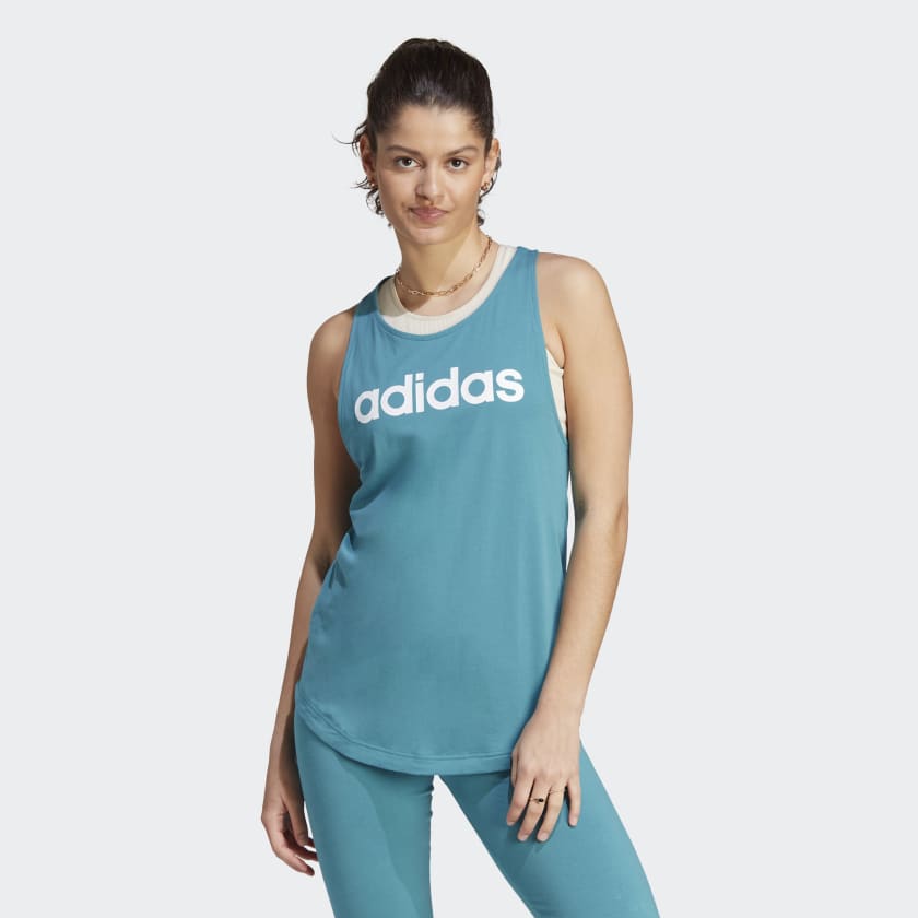 adidas Essentials Loose Logo Tank Top - Turquoise | Women's Lifestyle ...