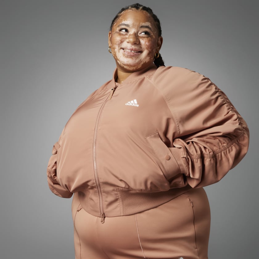 adidas Collective Power Bomber Jacket Plus Size Brown adidas