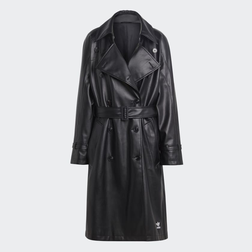 adidas Originals レディース フェイクレザー トレンチコート