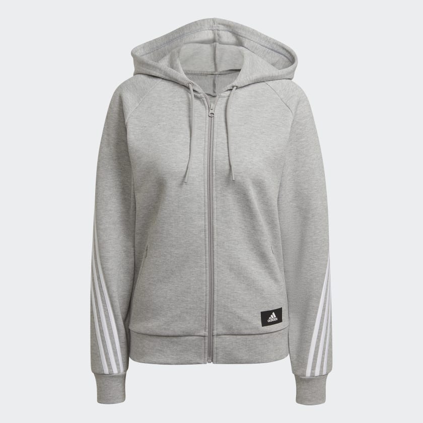 adidas Sportswear Future Icons 3 Stripes Hooded Track Top Grey