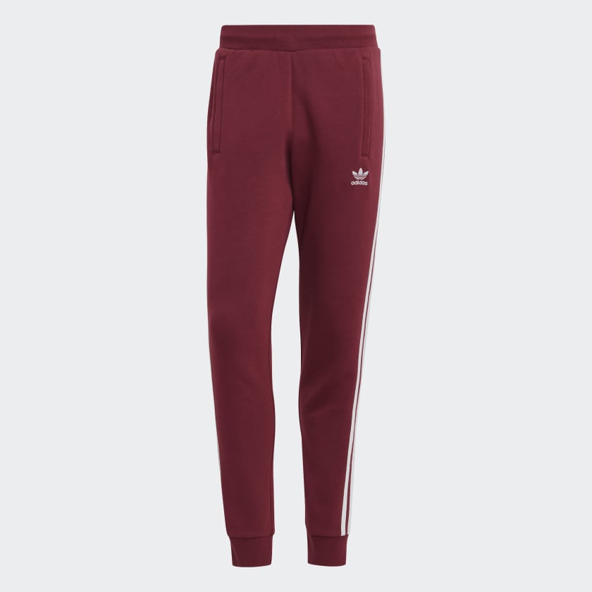 Adidas originals three stripe track pants in burgundy new arrivals