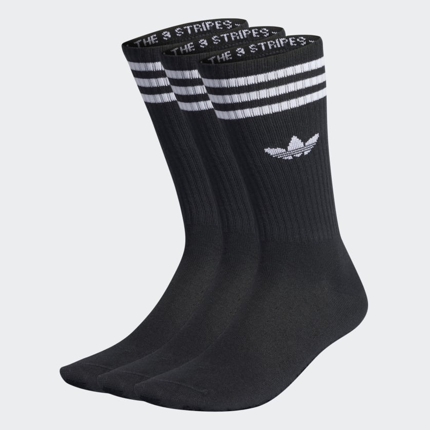 adidas Solid Crew Socks 3 Pairs - Black | adidas UK