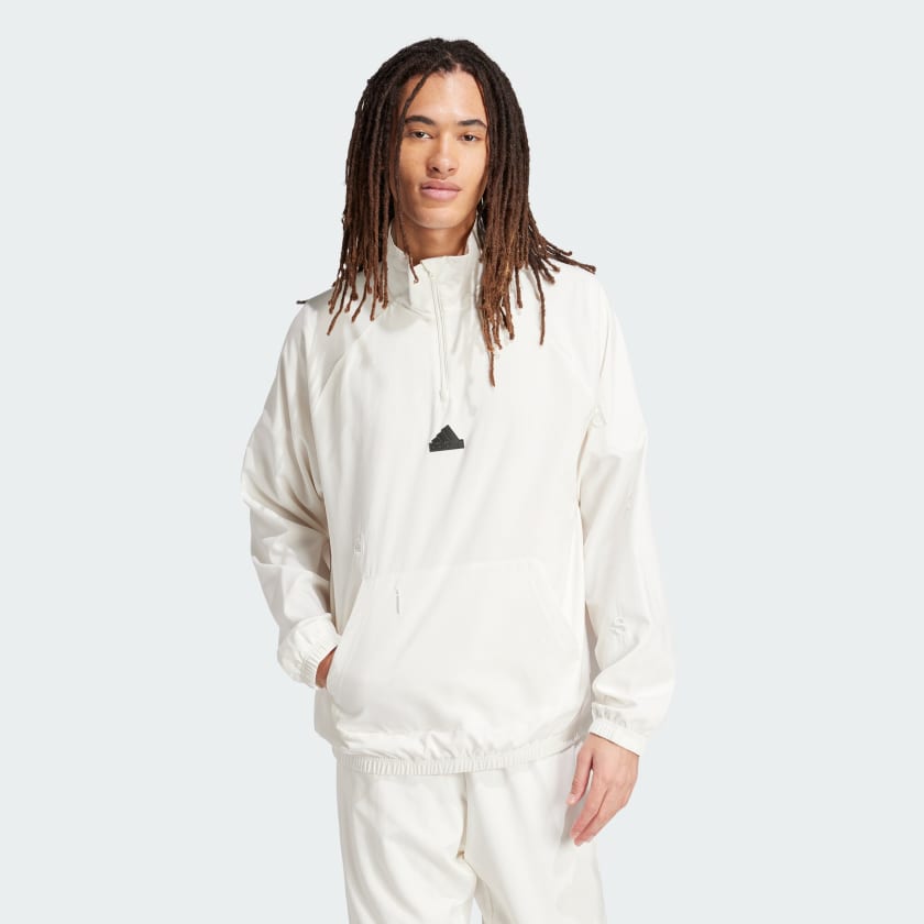 adidas Embroidery Woven 1/2 Zip Top - White | adidas Canada