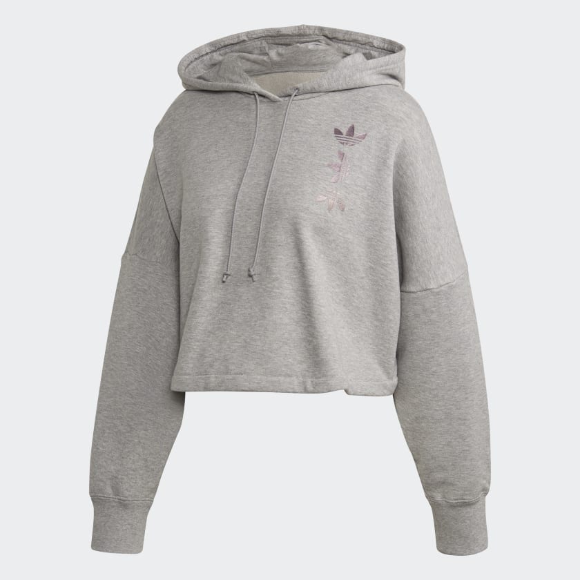 adidas Large Logo Cropped Hoodie Grey adidas Australia
