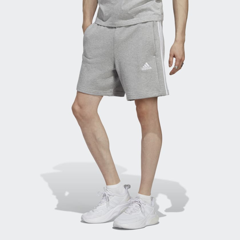 Adidas Essentials French Terry 3-Stripes Shorts - Grey | Adidas Uk