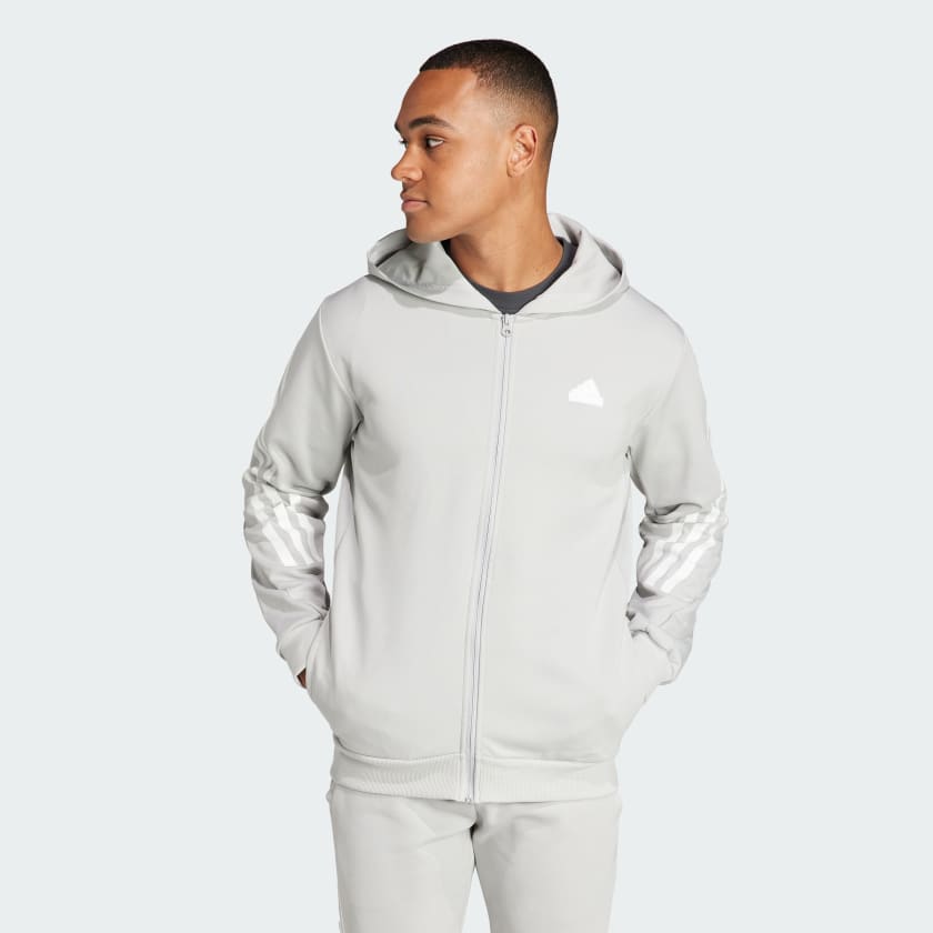 Felpa con cappuccio Future Icons 3 Stripes Full Zip Grigio adidas adidas Italia