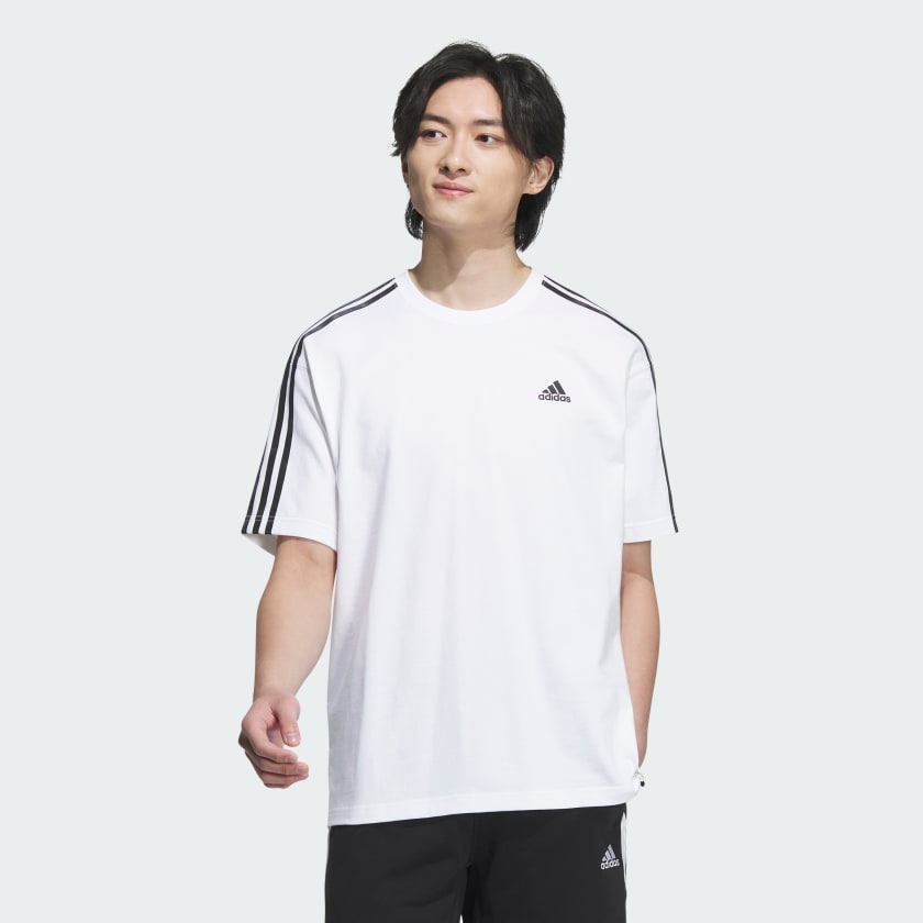 アディダス エッセンシャルズ プラス ルーズフィット スリーストライプス 半袖Tシャツ - ホワイト | アディダス ジャパン