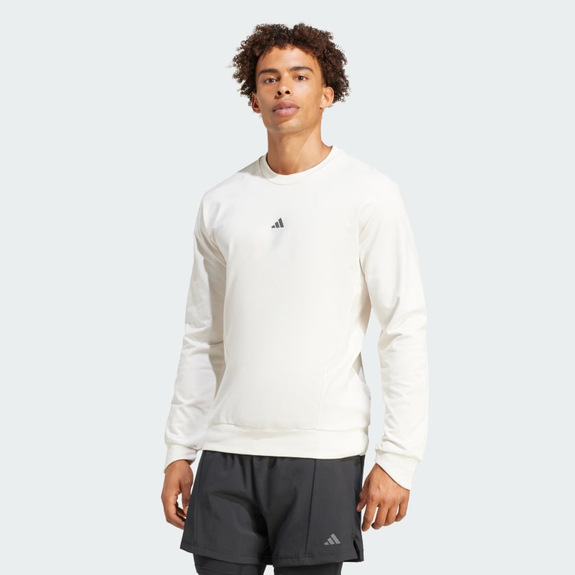 Adidas white crew neck sweatshirt on sale