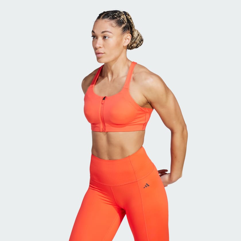 adidas TLRD Impact Luxe High-Support Zip Bra - Red | Women's Training |  adidas US