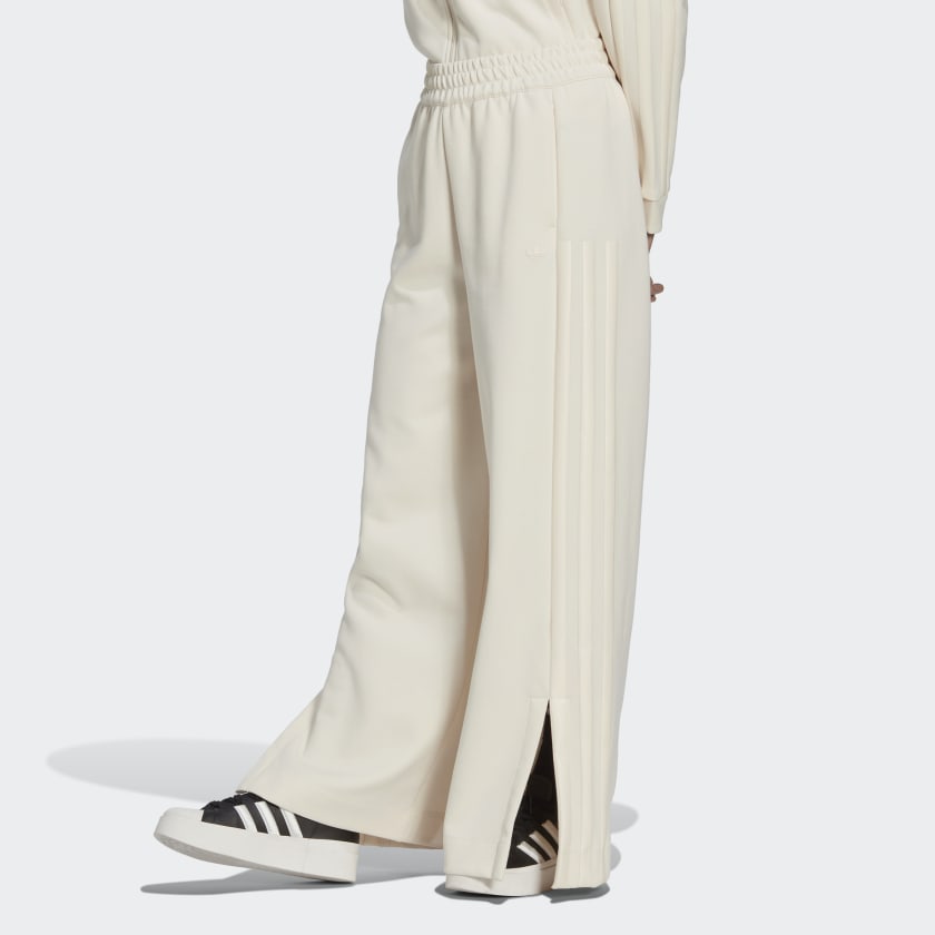 adidas Originals Contempo chunky striped wide leg pants in off white