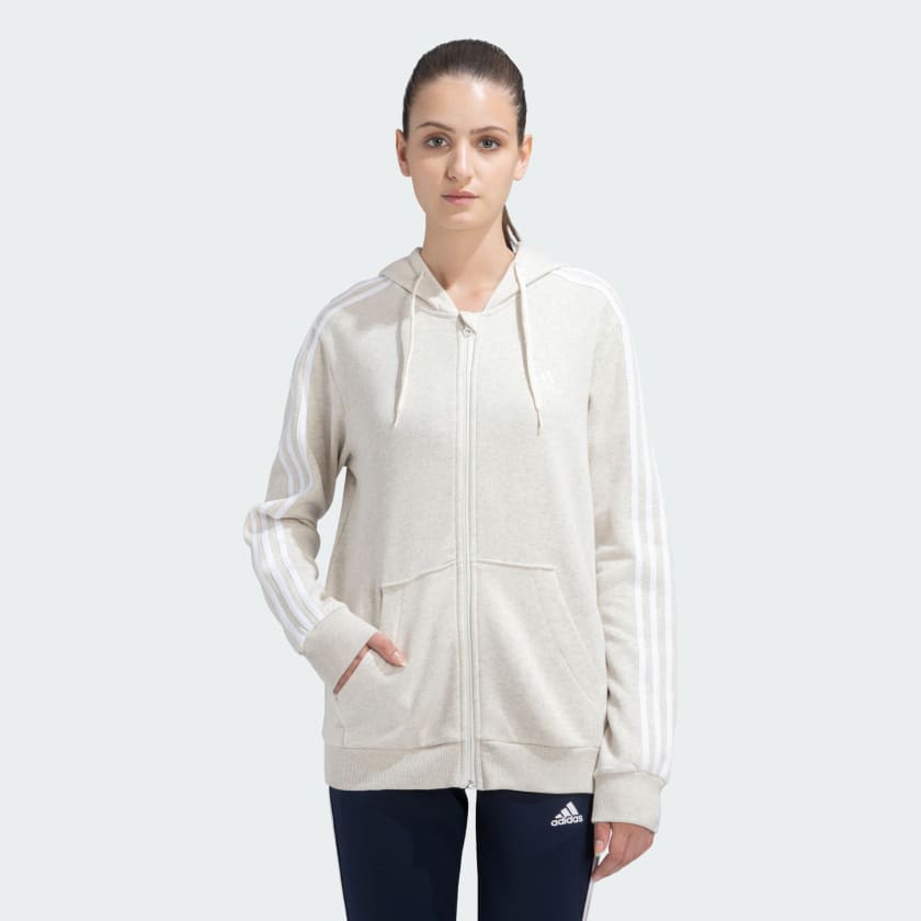 adidas 3 STRIPES FREELIFT FULLZIP HOODIE - White | adidas India