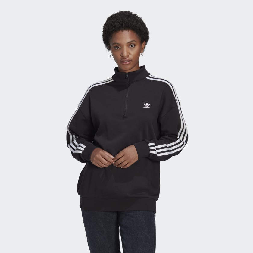 adidas adicolor Trefoil Quarter-Zip Sweatshirt - Black | Lifestyle | adidas US