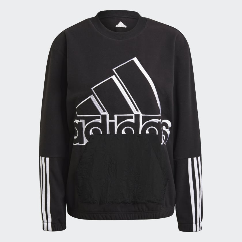 adidas Brand Love Giant Logo Polar Fleece Sweatshirt - Black
