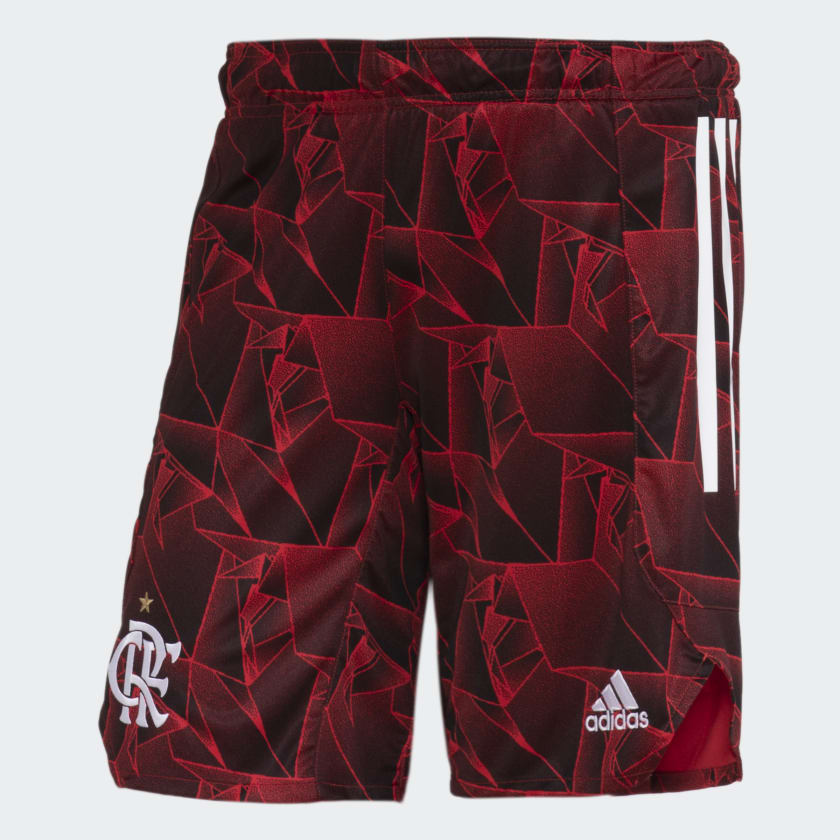 Adidas black 2025 and red shorts