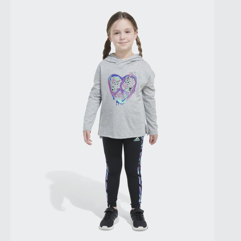 👖 adidas LS HOOD TEE TIGHT SET - Grey | Kids' Training | adidas US 👖