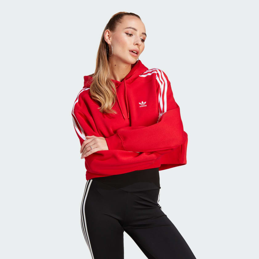 adidas Adicolor Classics Cropped Hoodie - Red | Women's Lifestyle ...