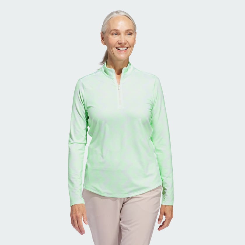 adidas Women s Ultimate365 Printed Quarter Zip Mock Green