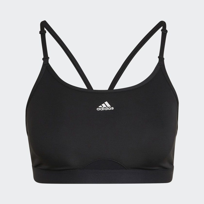 adidas Training Aeroknit seamless light support sports bra in gray