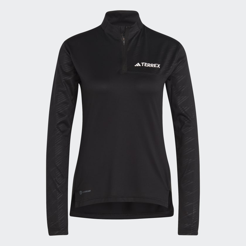 Adidas Terrex Multi Half Zip Long Sleeve Tee Black L Women Hiking Climbing Shirts color Black size L