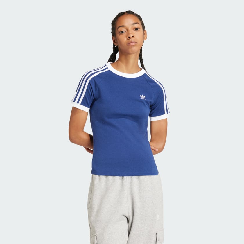 adidas 3 Stripes Slim Raglan Tee Blue adidas Thailand