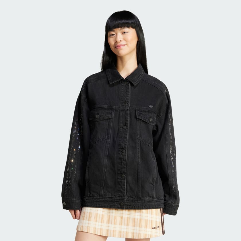 adidas Rhinestone Denim Jacket - Black | adidas Türkiye
