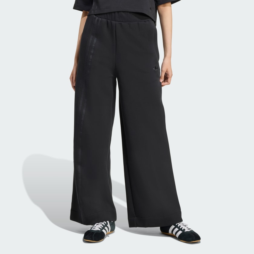 ★adidas★ T-shirt cut 3S mesh wide leg pants JG4102 adidas Pants Wide Leg Malla Elástica Tiro Cut Tres Franjas