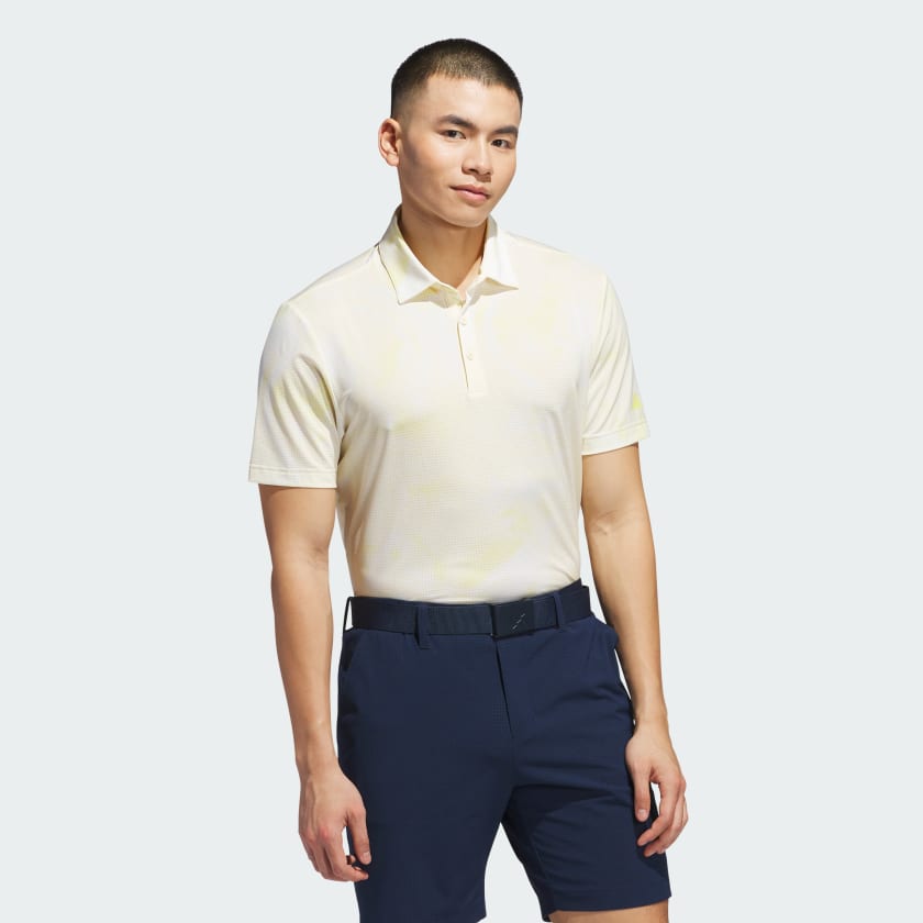 adidas Ultimate365 Printed Mesh Polo Shirt - Yellow | Free