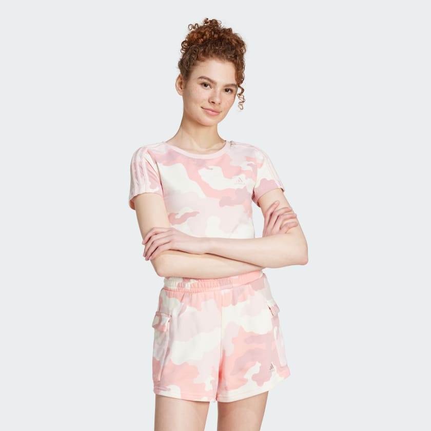Adidas tape tee pink hotsell