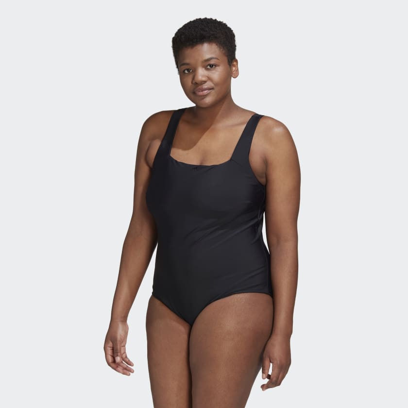 YOURS Plus Size Curve Black Frill Plunge Tummy Control Swimsuit