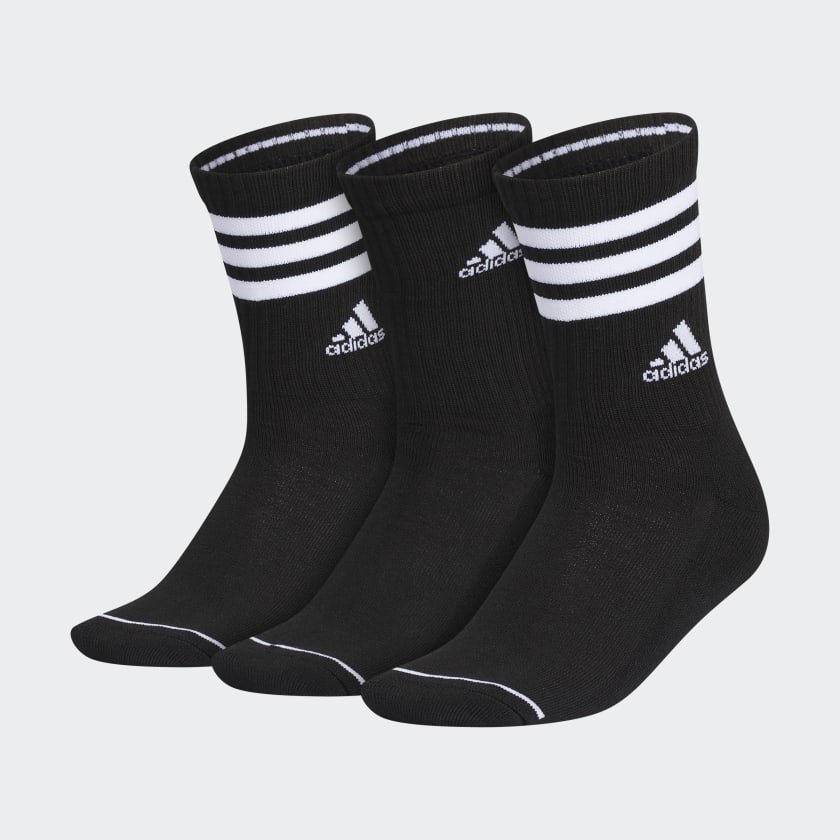 adidas Cushioned 3-Stripes Crew Socks 3-Pack - Black | Free Shipping ...