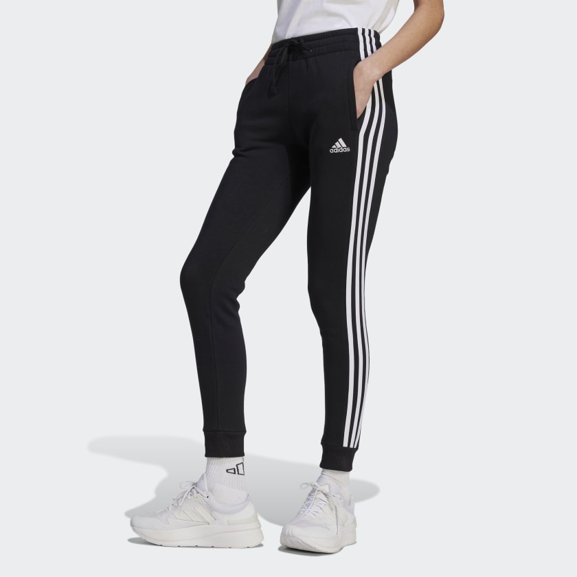 adidas Essentials 3-Stripes Fleece Pants - Black, Women's Lifestyle