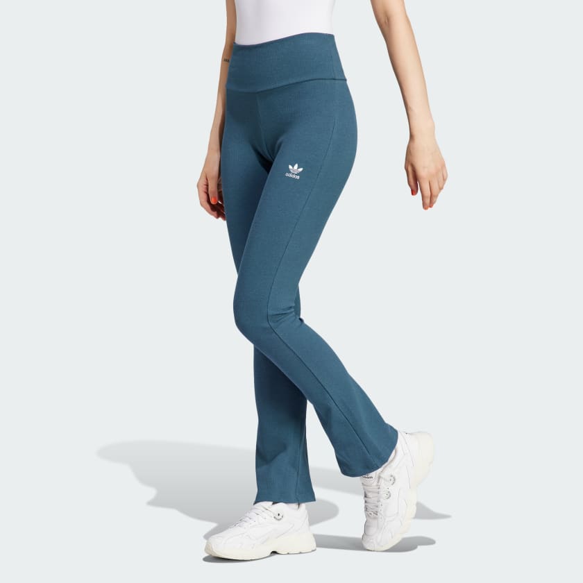 Flared Pants adidas | Women\'s Turquoise adidas Rib Essentials US - Lifestyle |