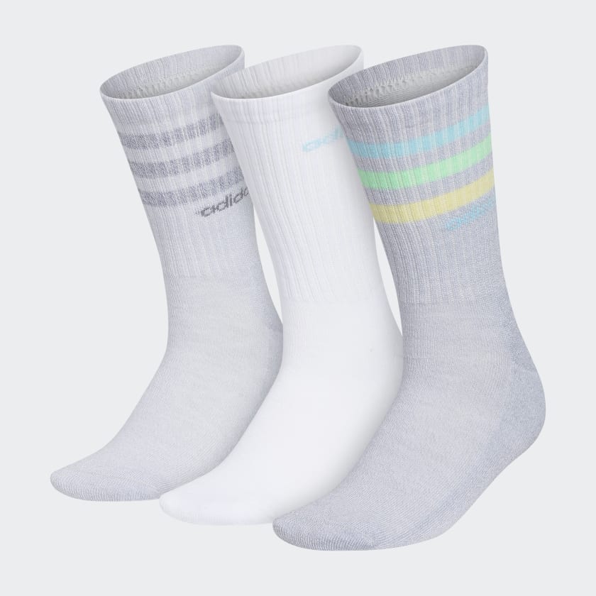 adidas 3-Stripes Crew Socks 3 Pairs - Grey | Free Shipping with adiClub ...