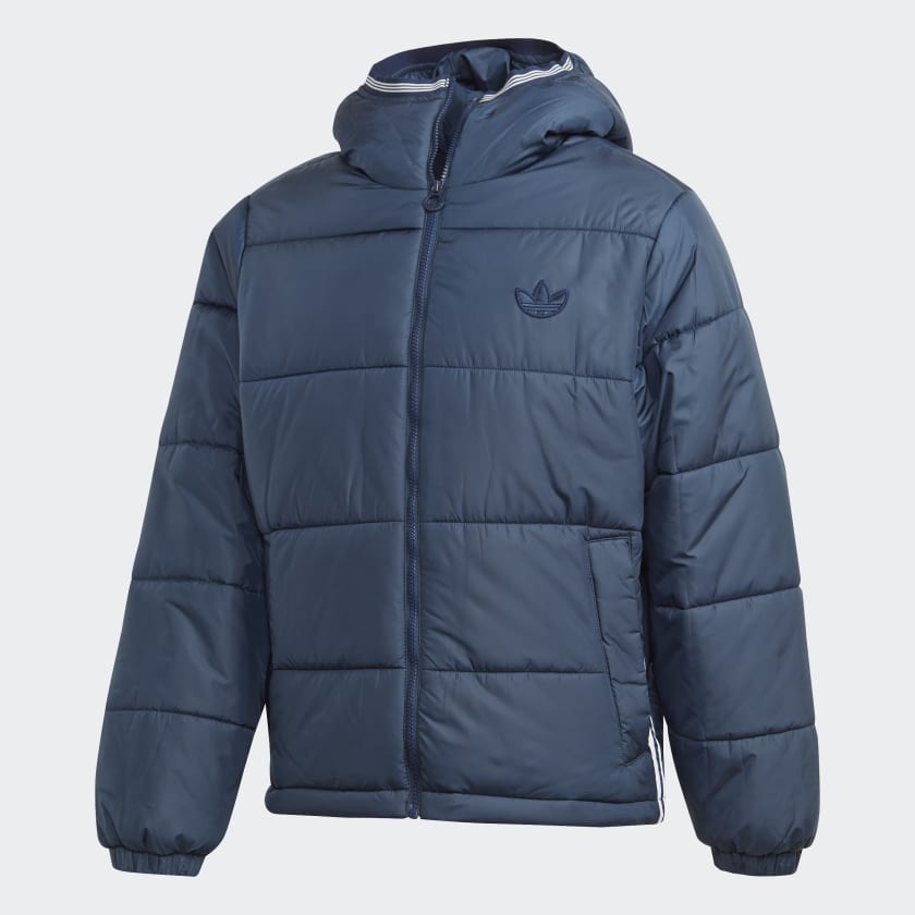 adidas Padded Hooded Puffer Jacket Blue adidas New Zealand