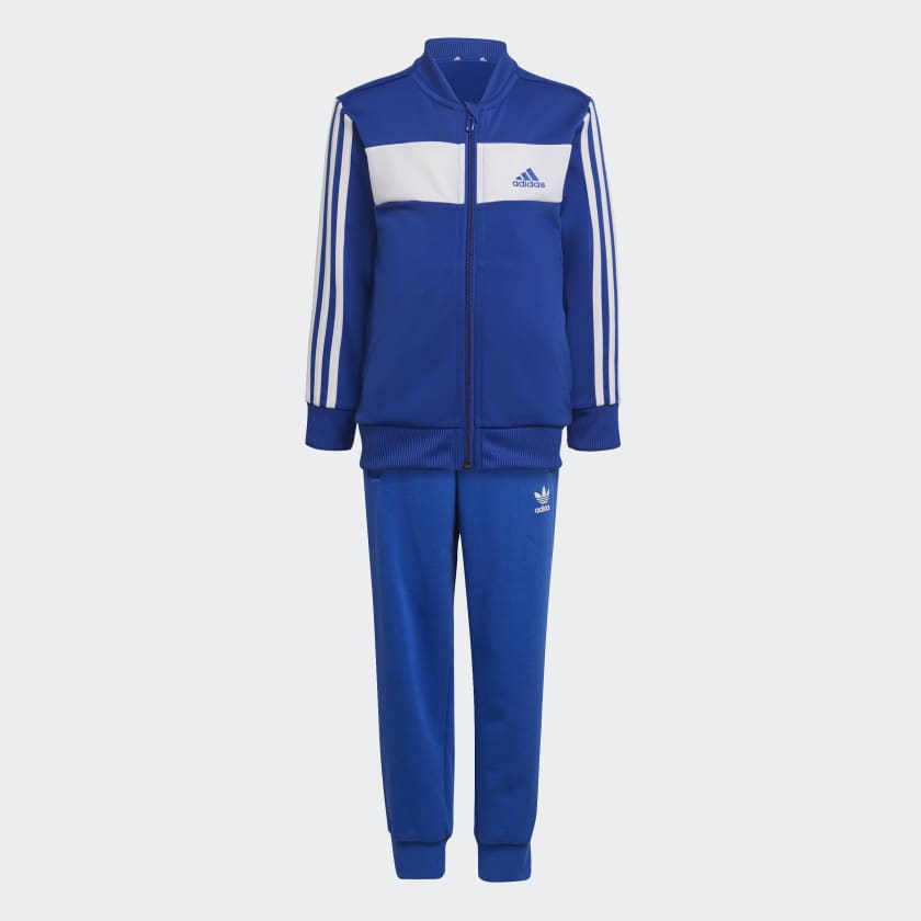 Essentials 3-Stripes Shiny Track Suit - Blue