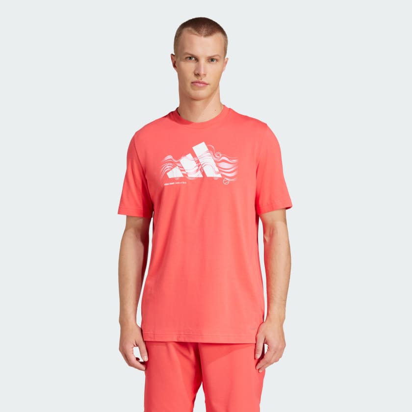 adidas Tennis Logo Heat Graphic Tee - Red | Free Shipping