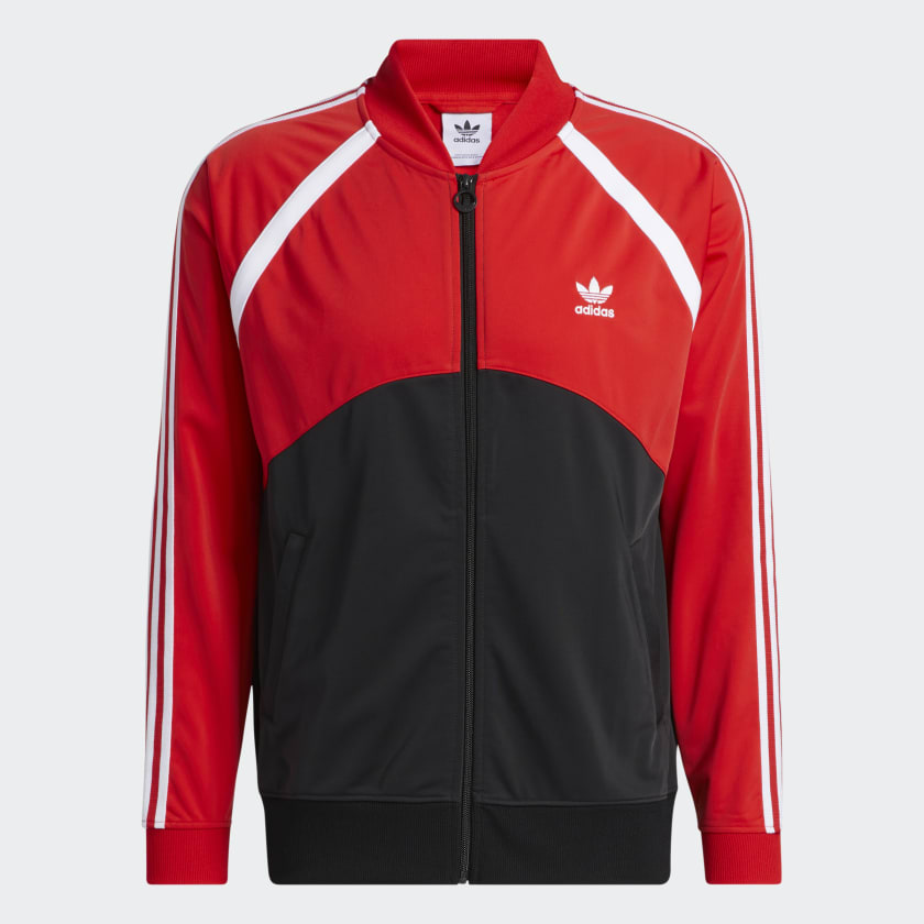 Red and black adidas jacket top
