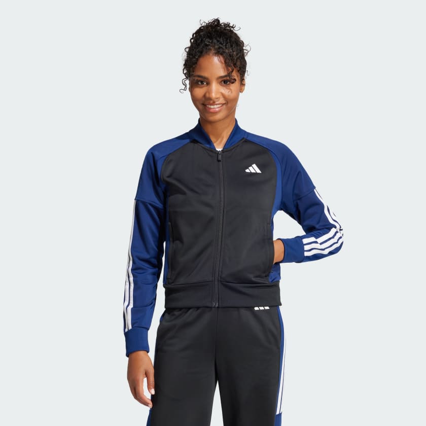 adidas Tricot 3-Stripes Fashion Track Top - Black | Free