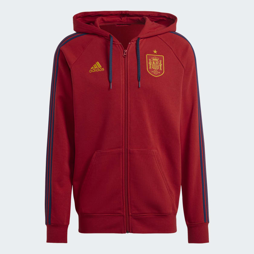 adidas Spain 3 Stripes Full Zip Hoodie Red Free Shipping with adiClub adidas US