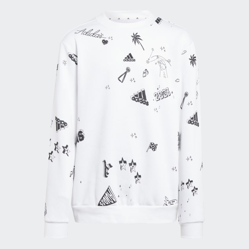 adidas Brand Love Allover Print Crew Sweatshirt Kids - White | adidas  Switzerland