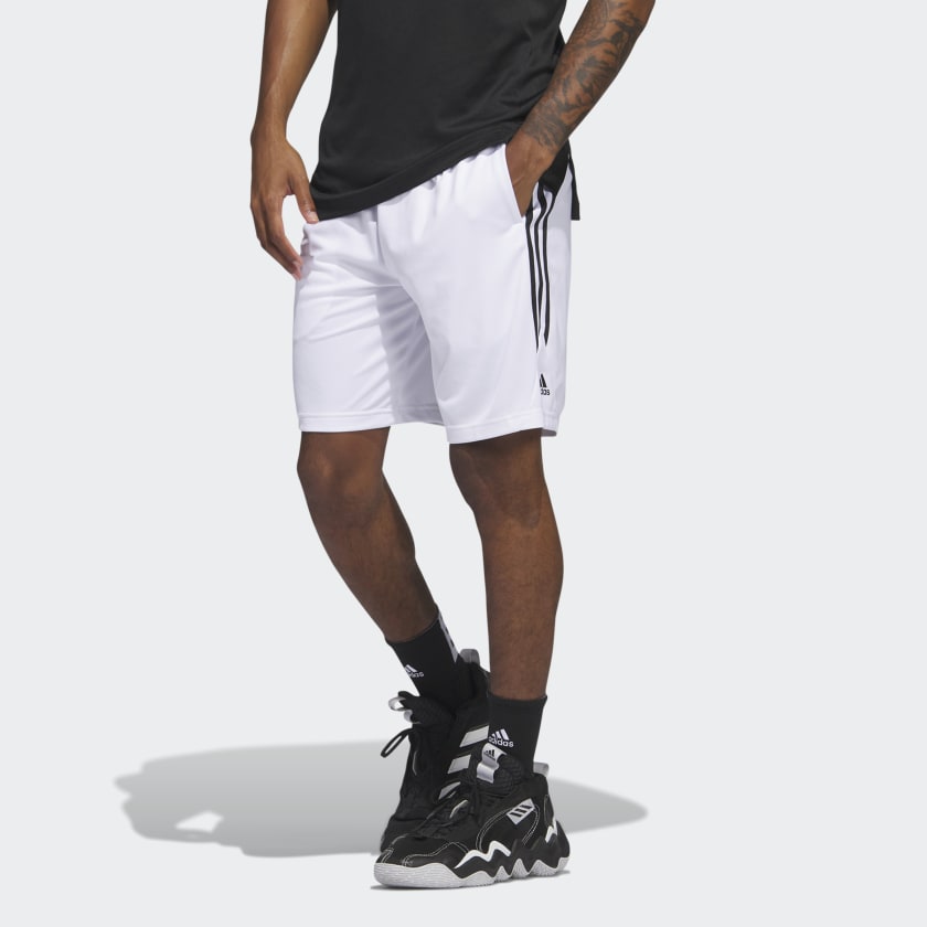 adidas Legends 3-Stripes Basketball Shorts - White | Men's Basketball | US