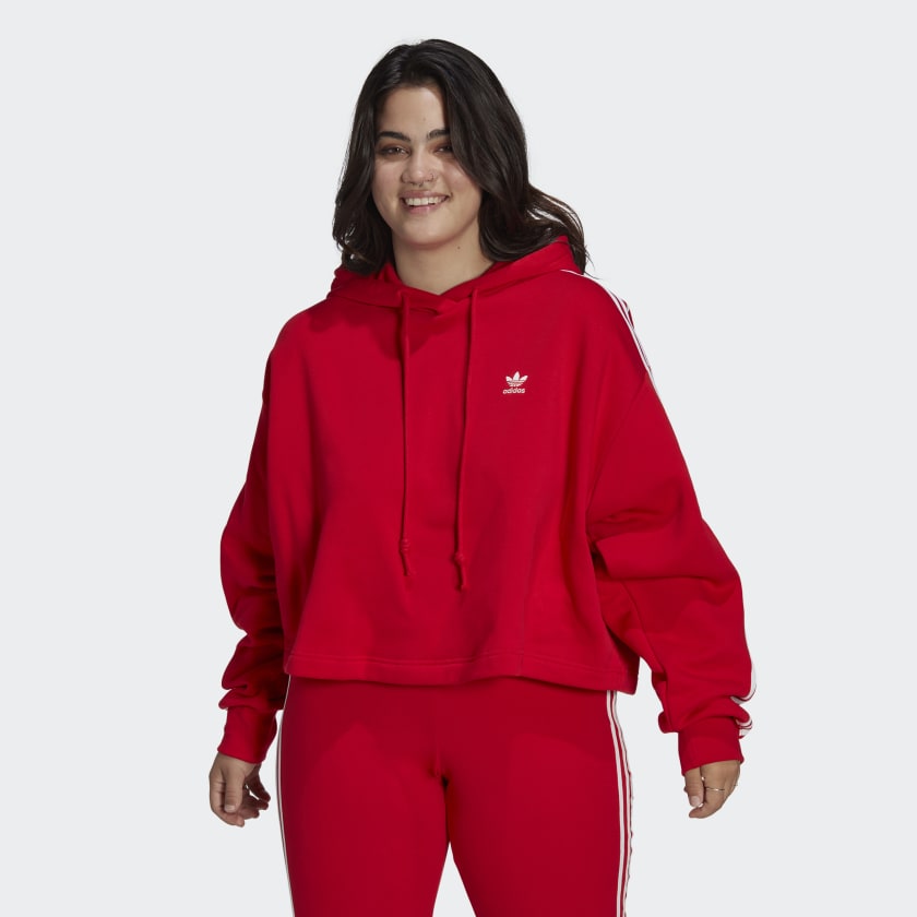 adidas Adicolor Classics Crop Hoodie (Plus Size) - Red | adidas Canada