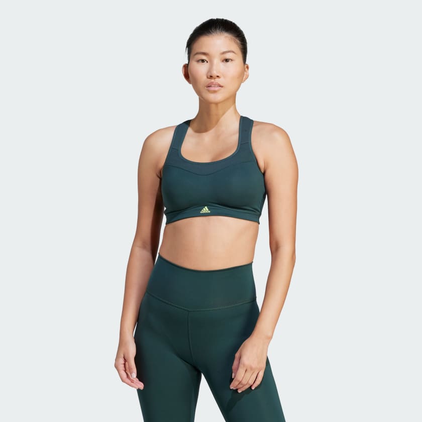 adidas Fast Impact Luxe Run High-Support Sports Bra Women - linen  green/black HL8561 - 2nd Choice