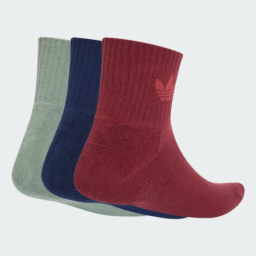 adidas Mid Crew Socks 3 Pairs - Burgundy | Free Shipping